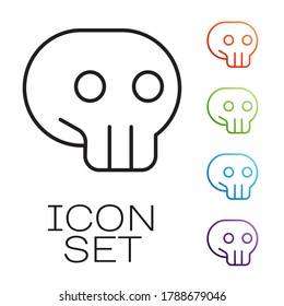 Black line Skull icon isolated on white background. Set icons colorful. Vector