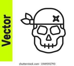 Black line Skull icon isolated on white background. Happy Halloween party.  Vector