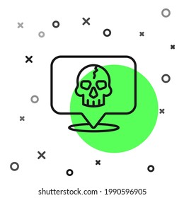 Black line Skull icon isolated on white background. Pirate captain. Happy Halloween party.  Vector