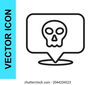 Black line Skull icon isolated on white background. Happy Halloween party.  Vector