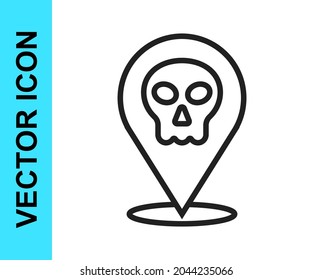 Black line Skull icon isolated on white background. Happy Halloween party.  Vector