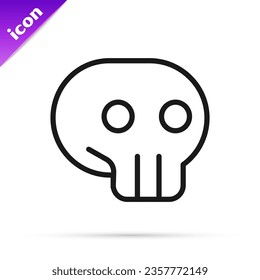 Black line Skull icon isolated on white background.  Vector