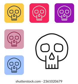 Black line Skull icon isolated on white background. Set icons in color square buttons. Vector