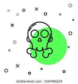Black line Skull on crossbones icon isolated on white background. Happy Halloween party.  Vector Illustration