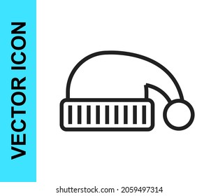 Black line Sleeping hat icon isolated on white background. Cap for sleep.  Vector