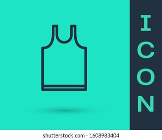 Black line Sleeveless T-shirt icon isolated on green background.  Vector Illustration