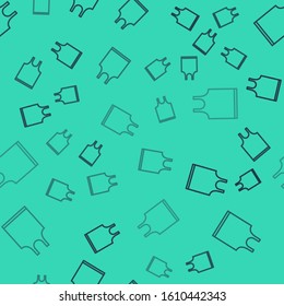 Black line Sleeveless T-shirt icon isolated seamless pattern on green background.  Vector Illustration