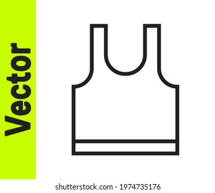Black line Sleeveless T-shirt icon isolated on white background.  Vector