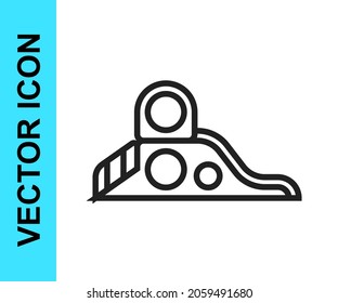 Black line Slide playground icon isolated on white background. Childrens slide.  Vector