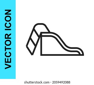 Black line Slide playground icon isolated on white background. Childrens slide.  Vector
