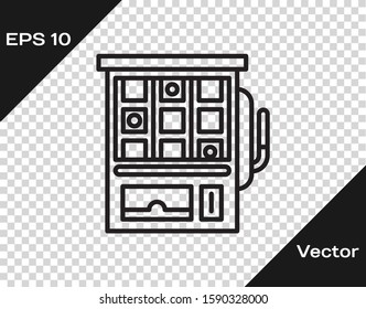 Black line Slot machine icon isolated on transparent background.  Vector Illustration