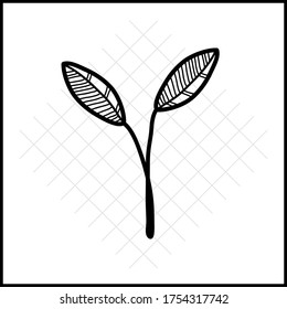 black line small plant vector 