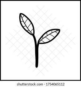 vector de pequeñas plantas de línea negra