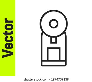 Black line Smart coffee machine system icon isolated on white background. Internet of things concept with wireless connection.  Vector
