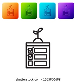 Black line Smart farming technology - timer farm automation system in app icon isolated on white background. Set icons in color square buttons. Vector Illustration