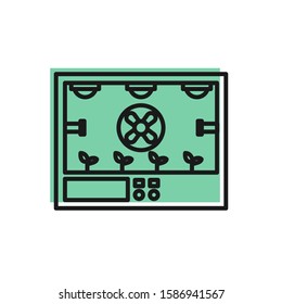 Black line Smart farming technology - farm automation system icon isolated on white background.  Vector Illustration