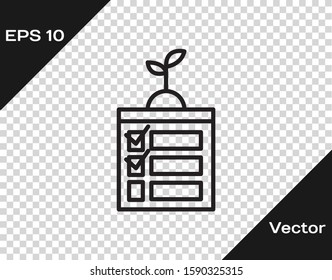 Black line Smart farming technology - timer farm automation system in app icon isolated on transparent background.  Vector Illustration