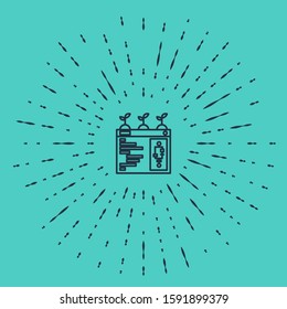 Black line Smart farming technology - farm automation system in app icon isolated on green background. Abstract circle random dots. Vector Illustration
