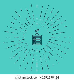Black line Smart farming technology - timer farm automation system in app icon isolated on green background. Abstract circle random dots. Vector Illustration