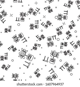 Black line Smart farming technology - farm automation system in app icon isolated seamless pattern on white background.  Vector Illustration