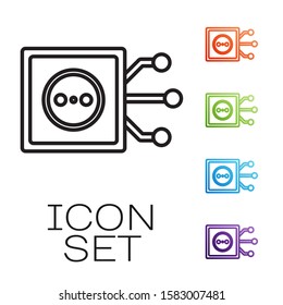 Black line Smart home icon isolated on white background. Remote control. Set icons colorful. Vector Illustration