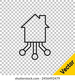 Black line Smart home icon isolated on transparent background. Remote control.  Vector