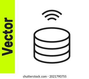 Black line Smart Server, Data, Web Hosting icon isolated on white background. Internet of things concept with wireless connection.  Vector
