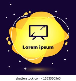 Black line Smart Tv icon isolated on dark blue background. Television sign. Abstract banner with liquid shapes. Vector Illustration