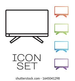 Black line Smart Tv icon isolated on white background. Television sign. Set icons colorful. Vector Illustration