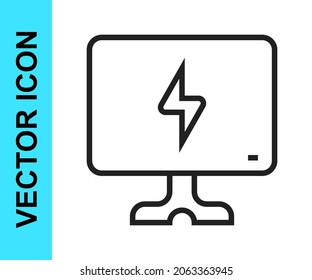Black line Smart Tv icon isolated on white background. Television sign.  Vector