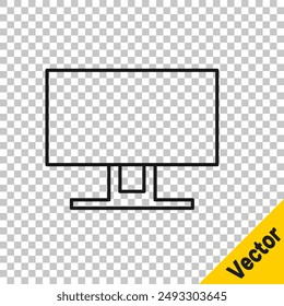 Black line Smart Tv icon isolated on transparent background. Television sign.  Vector Illustration