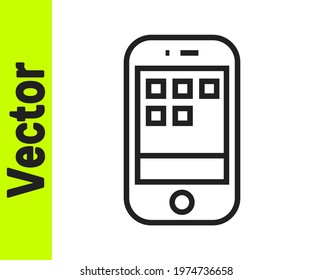 Black line Smartphone, mobile phone icon isolated on white background.  Vector