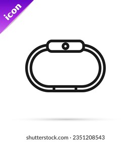 Black line Smartwatch icon isolated on white background.  Vector Illustration