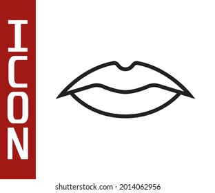 Línea negra Icono de labios sonrientes aislados en fondo blanco. Símbolo sonrisa.  Vector