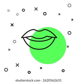 Black line Smiling lips icon isolated on white background. Smile symbol.  Vector