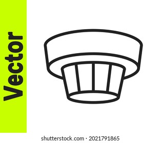 Black Line Smoke Alarm System Icon Isolated On White Background. Smoke Detector.  Vector