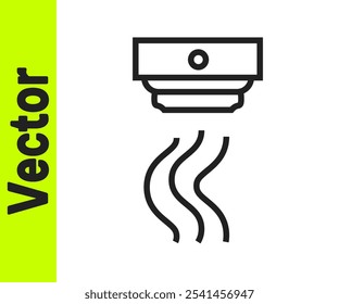 Black line Smoke alarm system icon isolated on white background. Smoke detector.  Vector