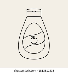 black line smooth dessert template honey. plastic container natural apple syrup drip flavor icon & outline mash fruit vector flat design symbol. contour puree bottle tube sauce.rosh hashana isolated