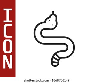 Schwarze Linie Schlange Symbol einzeln auf weißem Hintergrund.  Vektorgrafik
