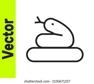 Black line Snake icon isolated on white background.  Vector