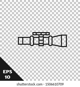 Black line Sniper optical sight icon isolated on transparent background. Sniper scope crosshairs.  Vector Illustration
