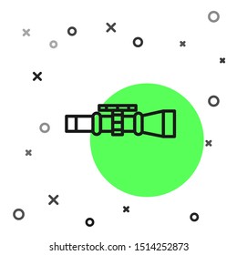 Black line Sniper optical sight icon isolated on white background. Sniper scope crosshairs.  Vector Illustration