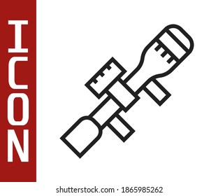 Black line Sniper optical sight icon isolated on white background. Sniper scope crosshairs.  Vector
