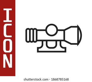 Schwarze Linie Sniper, optisches Sehsymbol einzeln auf weißem Hintergrund. Sniper-Scrosshairs.  Vektorgrafik
