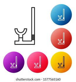 Black line Snorkel icon isolated on white background. Diving underwater equipment. Set icons colorful circle buttons. Vector Illustration