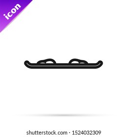 Black line Snowboard icon isolated on white background. Snowboarding board icon. Extreme sport. Sport equipment.  Vector Illustration