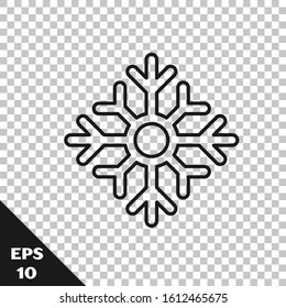 Black line Snowflake icon isolated on transparent background. Merry Christmas and Happy New Year.  Vector Illustration
