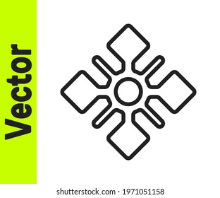 Black line Snowflake icon isolated on white background.  Vector