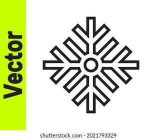 Black line Snowflake icon isolated on white background. Merry Christmas and Happy New Year.  Vector