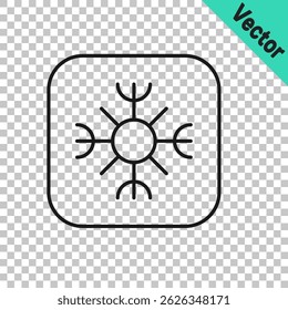 Black line Snowflake icon isolated on transparent background.  Vector